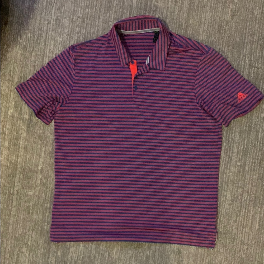 Adidas Men's Purple Striped Polo Shirt
